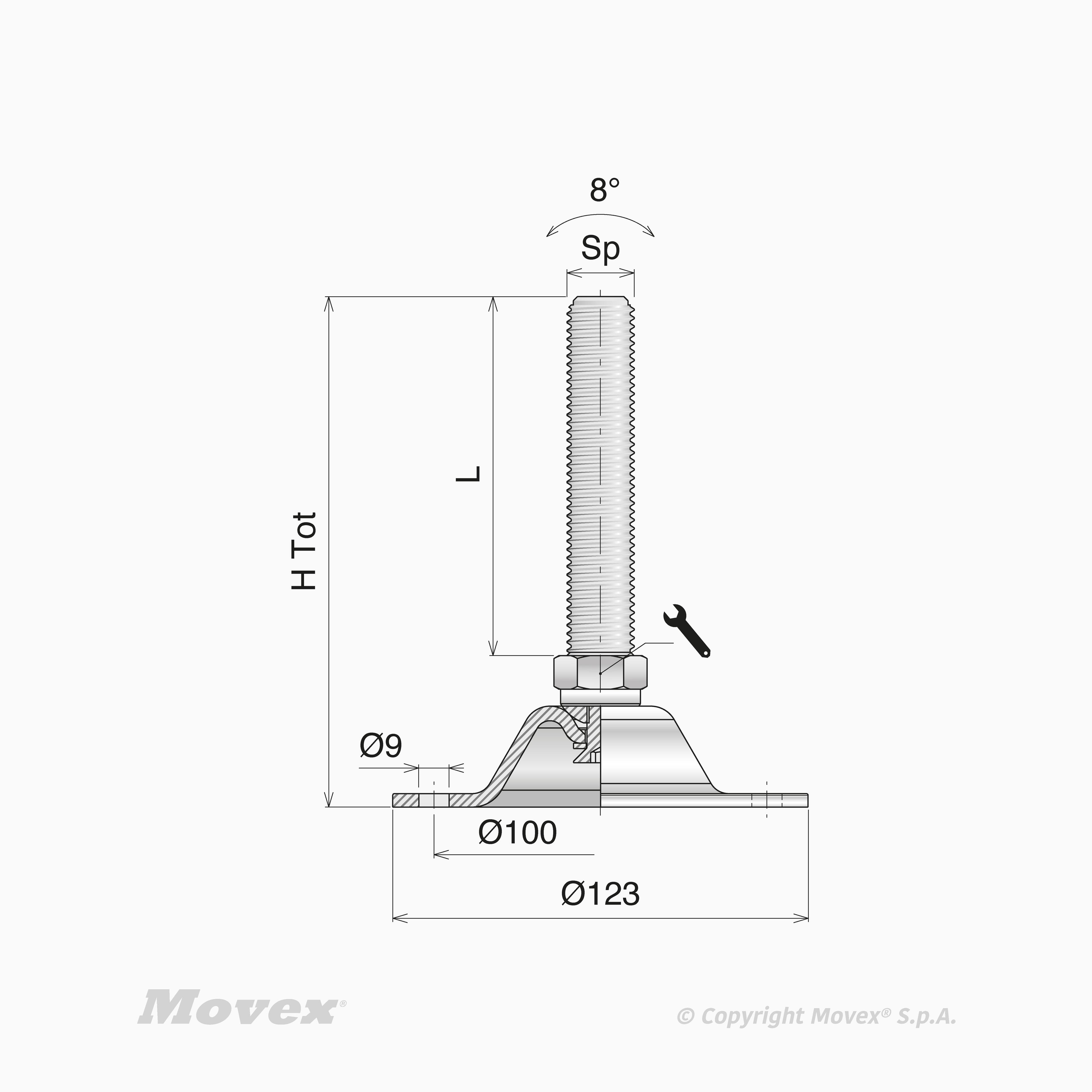 ,Steel Ø123 4 Fixing point|M